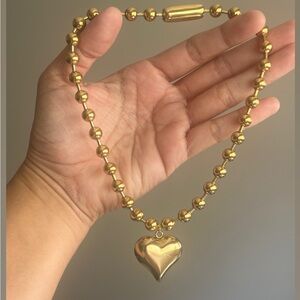 Chunky Gold Heart Pendant Necklace